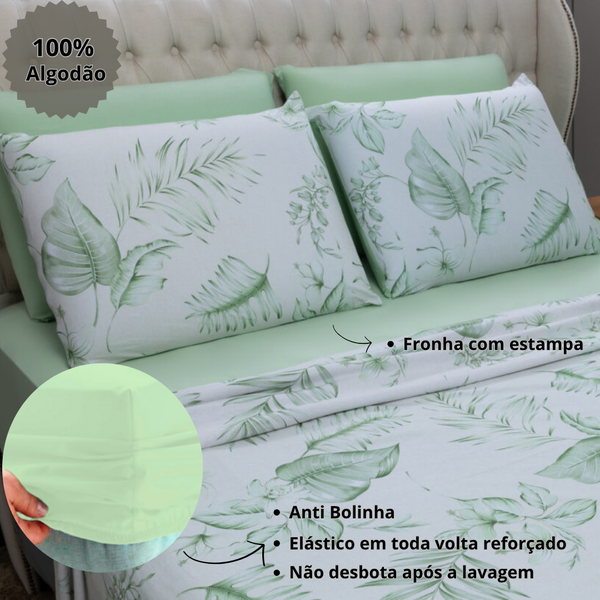 09 jogo de cama lencol malha algodao 4 pecas estampado