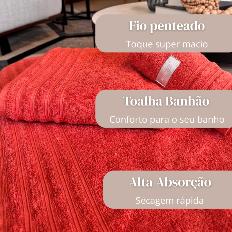 Kit 3 Toalhas Banho Gigante Twist Algodão Fio Penteado 100