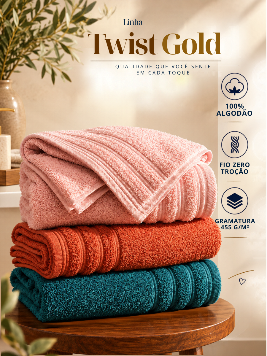 toalha de banho twist gold 100 algodao fio penteado fio zero twist